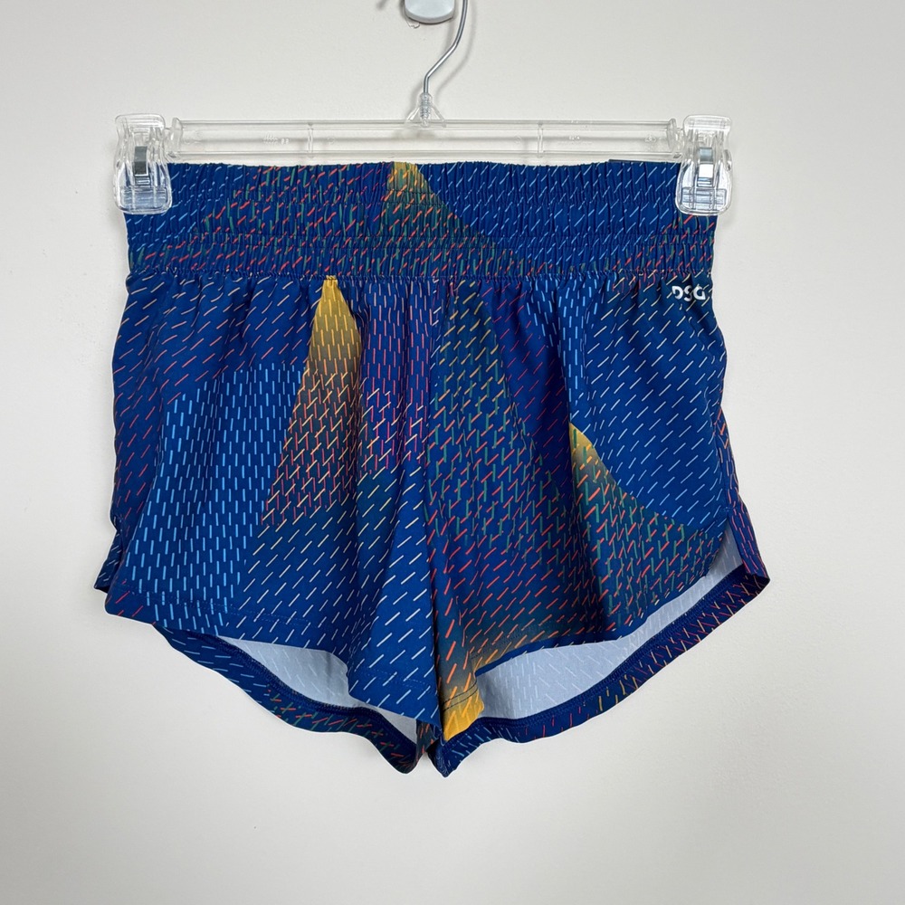 DSG Stride High Rise Shorts Womens XS Blue Geometric 3" DAW14201PRT‎ NWT